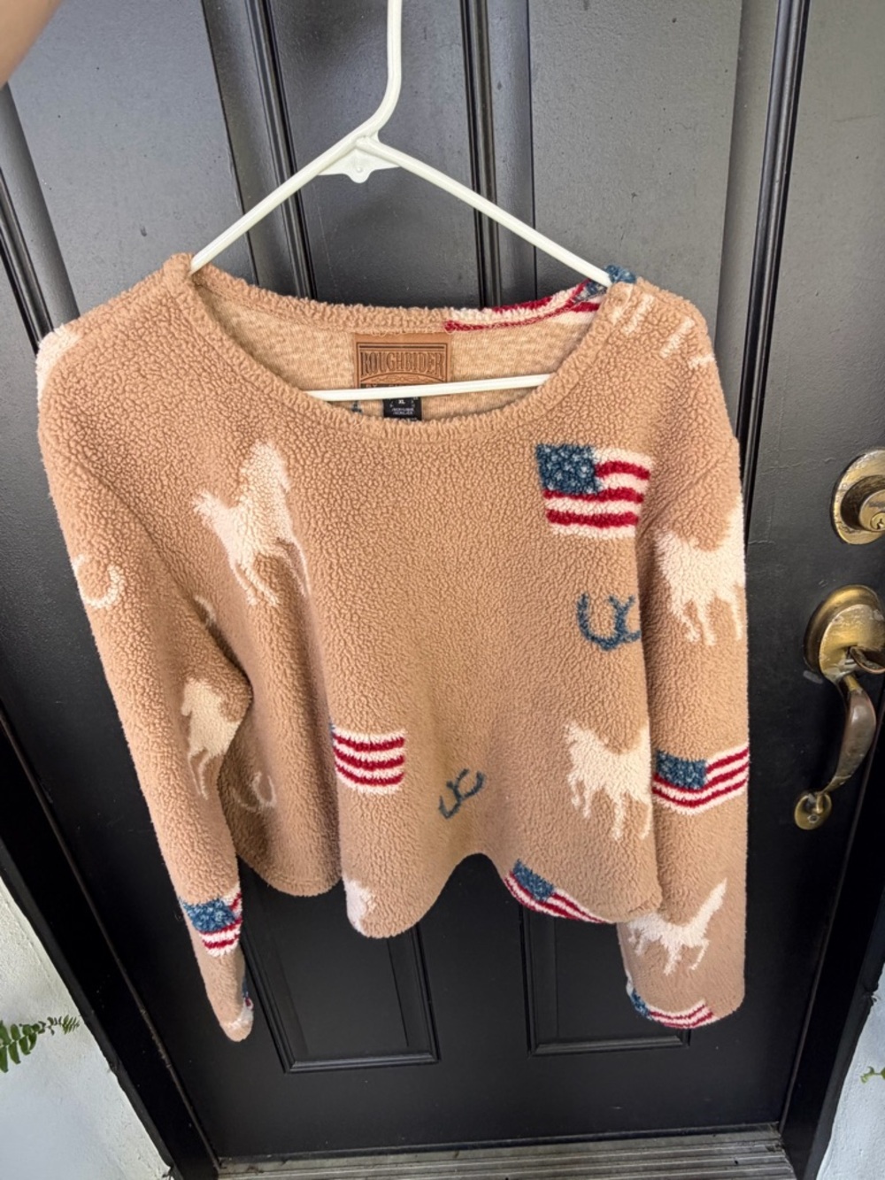 Rough Rider by Circle T Western Horse Americana Sweater XL Vintage